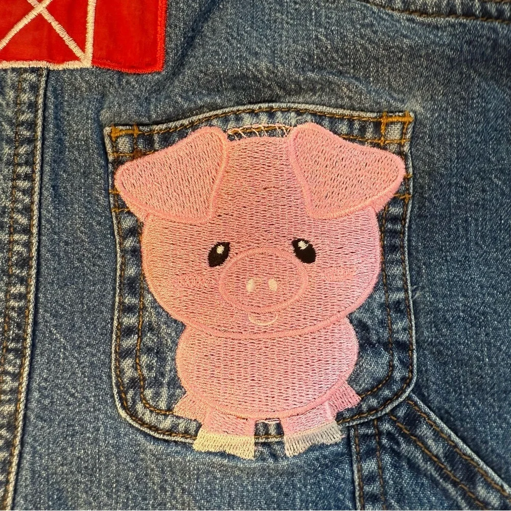 Baby gap Denim Overalls Farm Appliqués‎ embroidery handmade 6-12 months boy